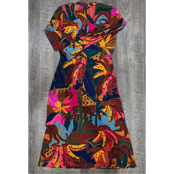 NEW Farm Rio Leopard jungle Midi Dress long sleeve bananas  Size Small - Picture 9 of 9